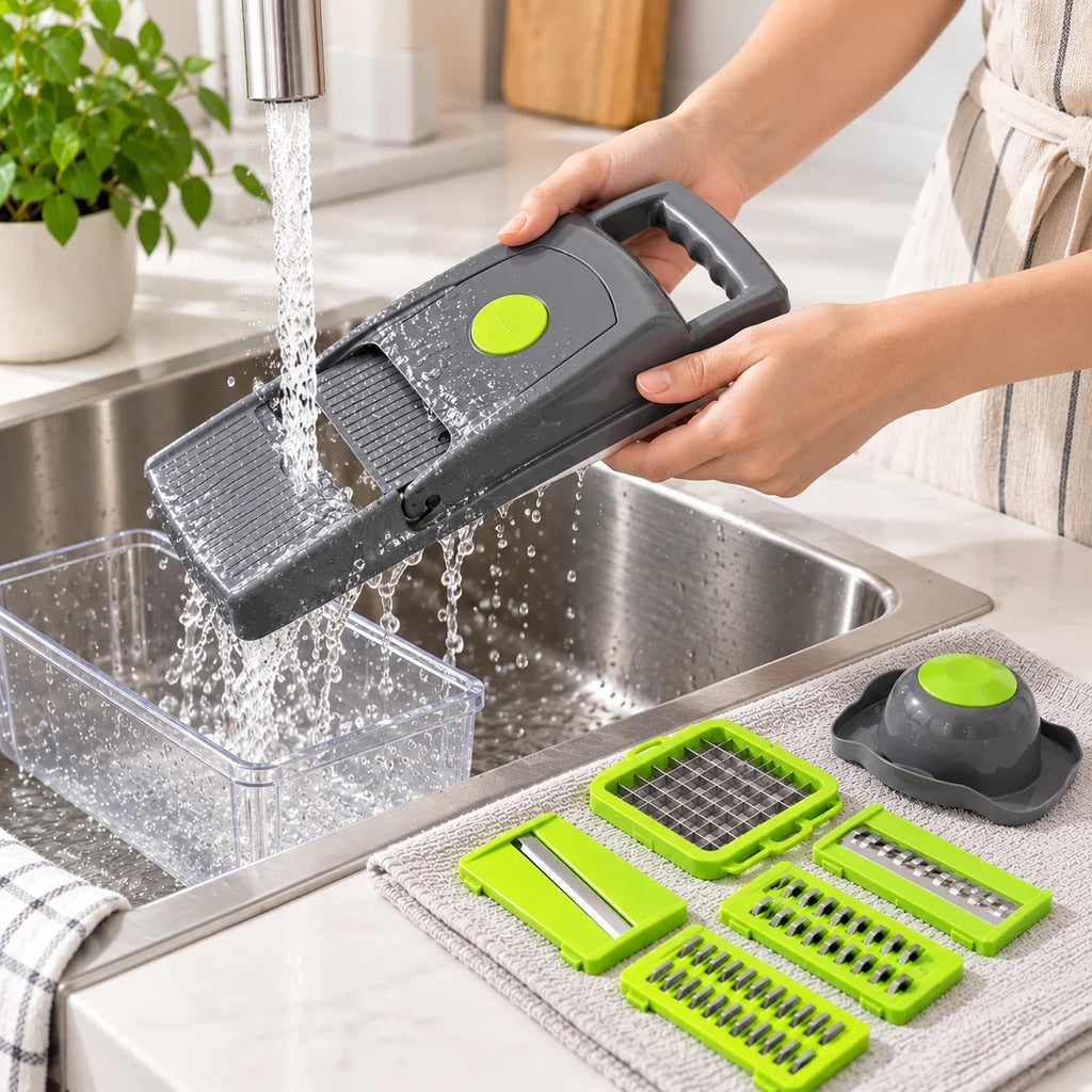 Vegetable Slicer Vegetable Chopper,16-In-1 Multi Slicer with Container, Mandoline Space-Saving, for Effective & Effortless Cooking