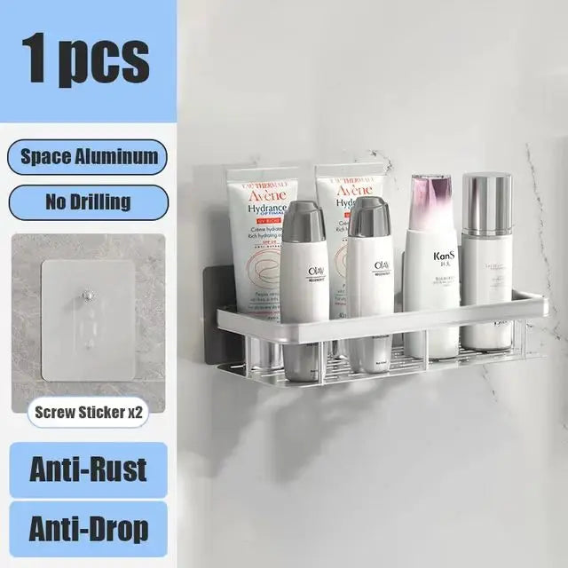 Bohrfreies Wand-Badregal – Aluminium Ablage für Dusche, Bad und Küche