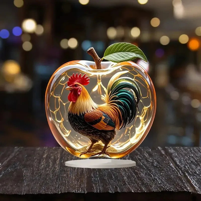 Crystal Apple Figurine Paperweight, Clear Apple Collectible Figurines Crafts, Home Office Handmade Statue Ornament Decoration