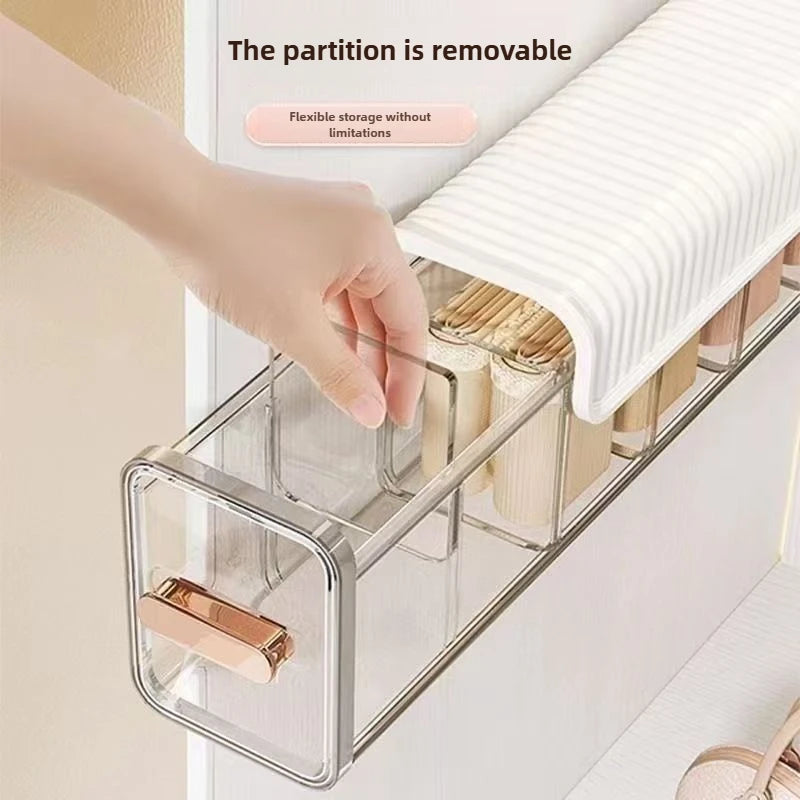 Socks Underwear Wall Mount Drawer Organizer, Switchable 6 Cell Drawer Acrylic Organizers Self-Adhesive Anti Dust Storage Boxes