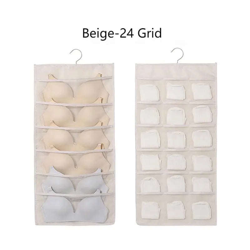 1pc Hanging Organizer, Non-Woven Storage Bag, Double Side Cloth Hanging Shelf, Door Rear Socks Bra Underwear Bag