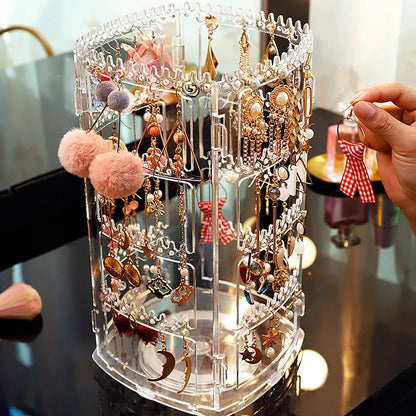 4-Tier Rotating Jewelry Box – 360° Earring & Jewelry Organizer