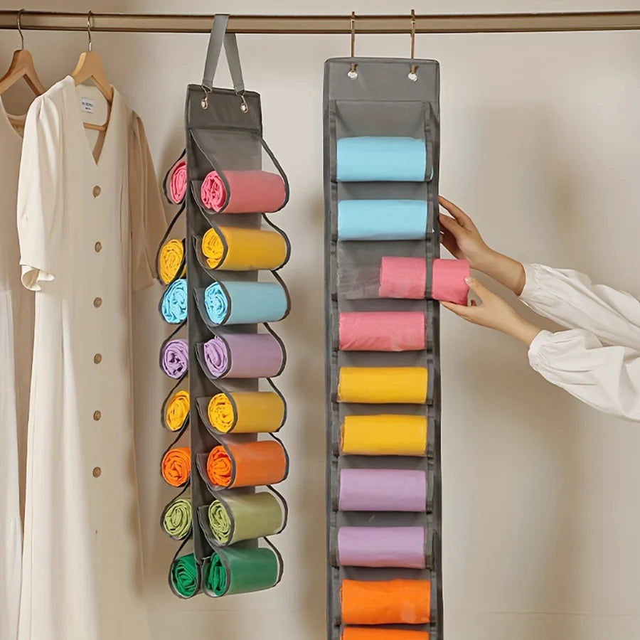 Pants Storage Bag, Hanging Hanger Can Hold 16 Pairs of Tight Pants or Shirt Jeans, Foldable Hanging Bag
