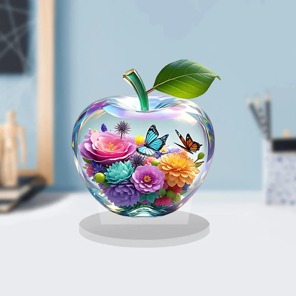 Kristall-Apfel-Figur Briefbeschwerer – Deko-Skulptur aus Acryl für Zuhause & Büro