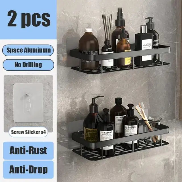 Bohrfreies Wand-Badregal – Aluminium Ablage für Dusche, Bad und Küche