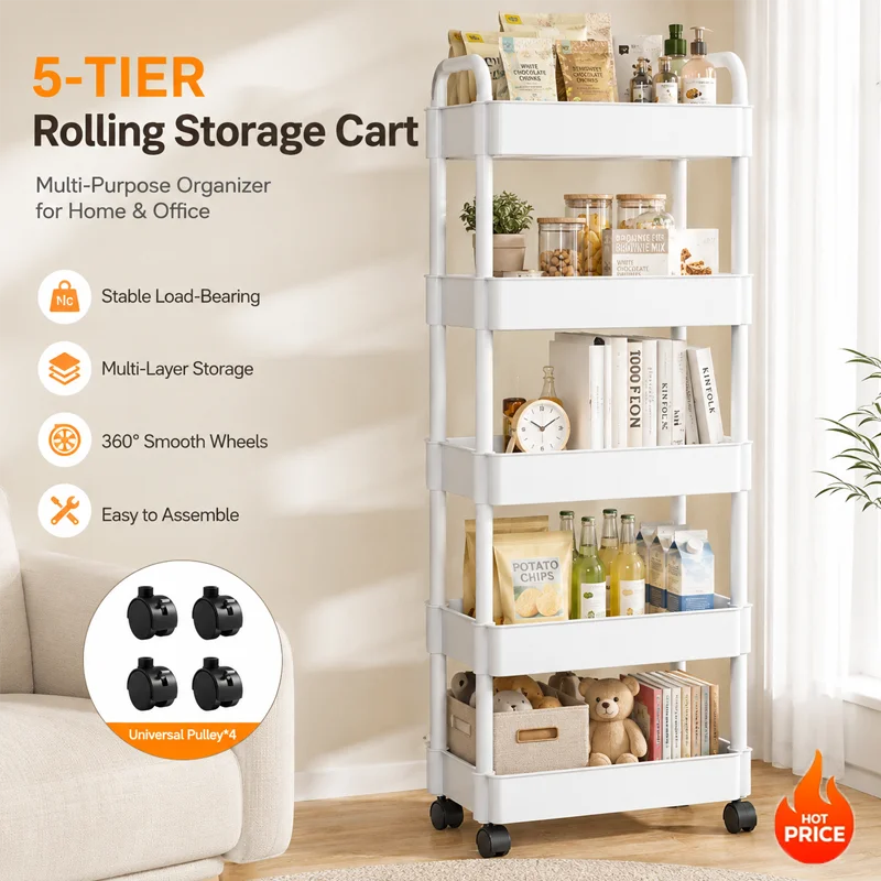 5-stöckiger Rollwagen – Multifunktionaler Organizer für Küche, Bad & Wohnzimmer