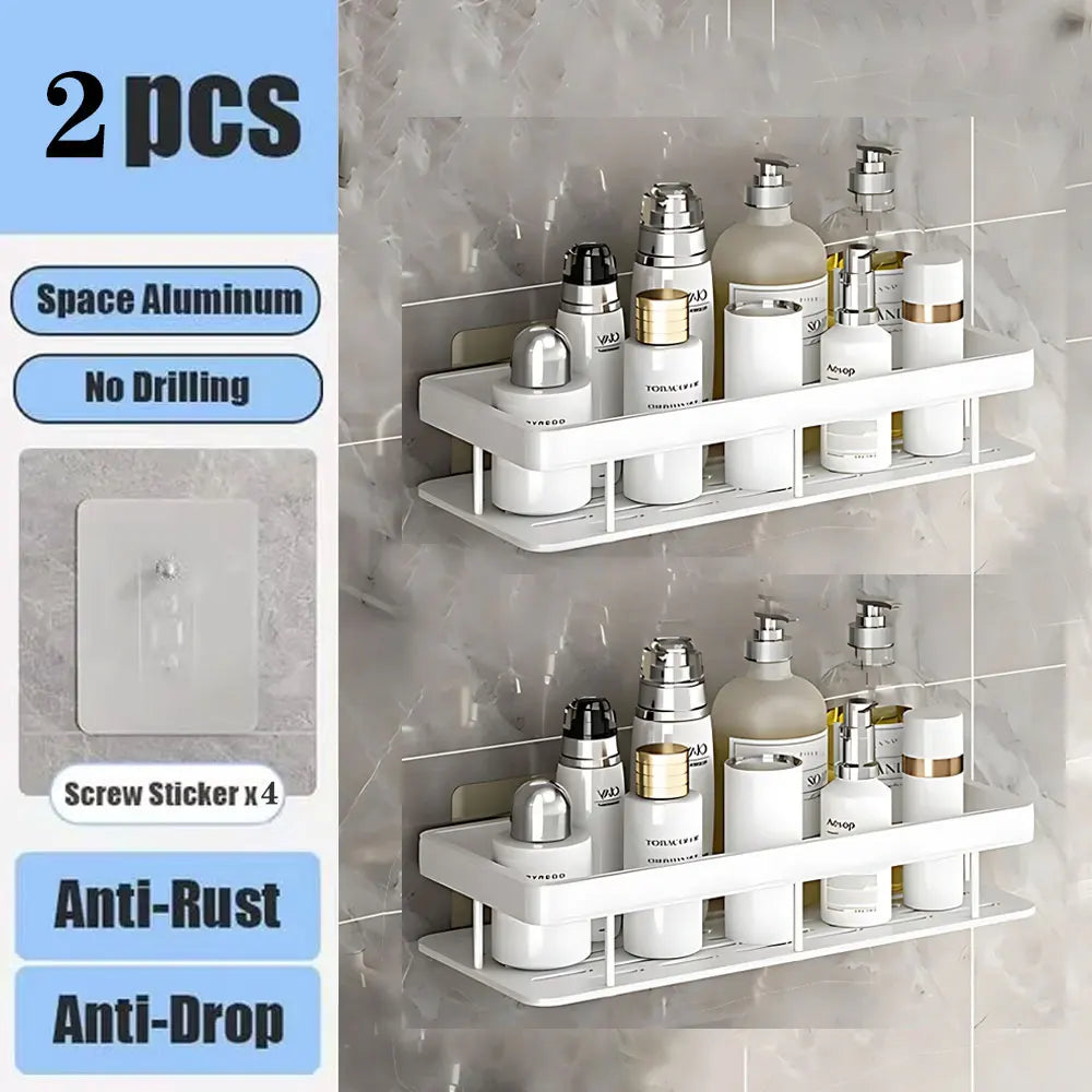 Bohrfreies Wand-Badregal – Aluminium Ablage für Dusche, Bad und Küche