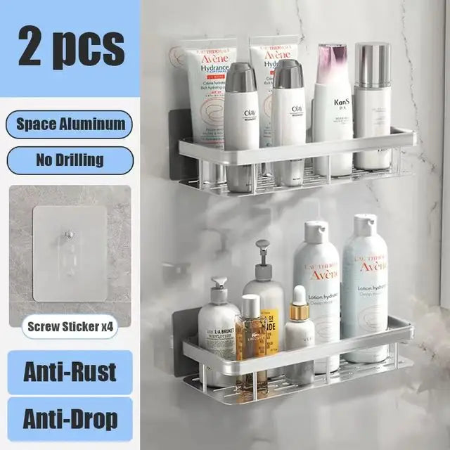 Bohrfreies Wand-Badregal – Aluminium Ablage für Dusche, Bad und Küche