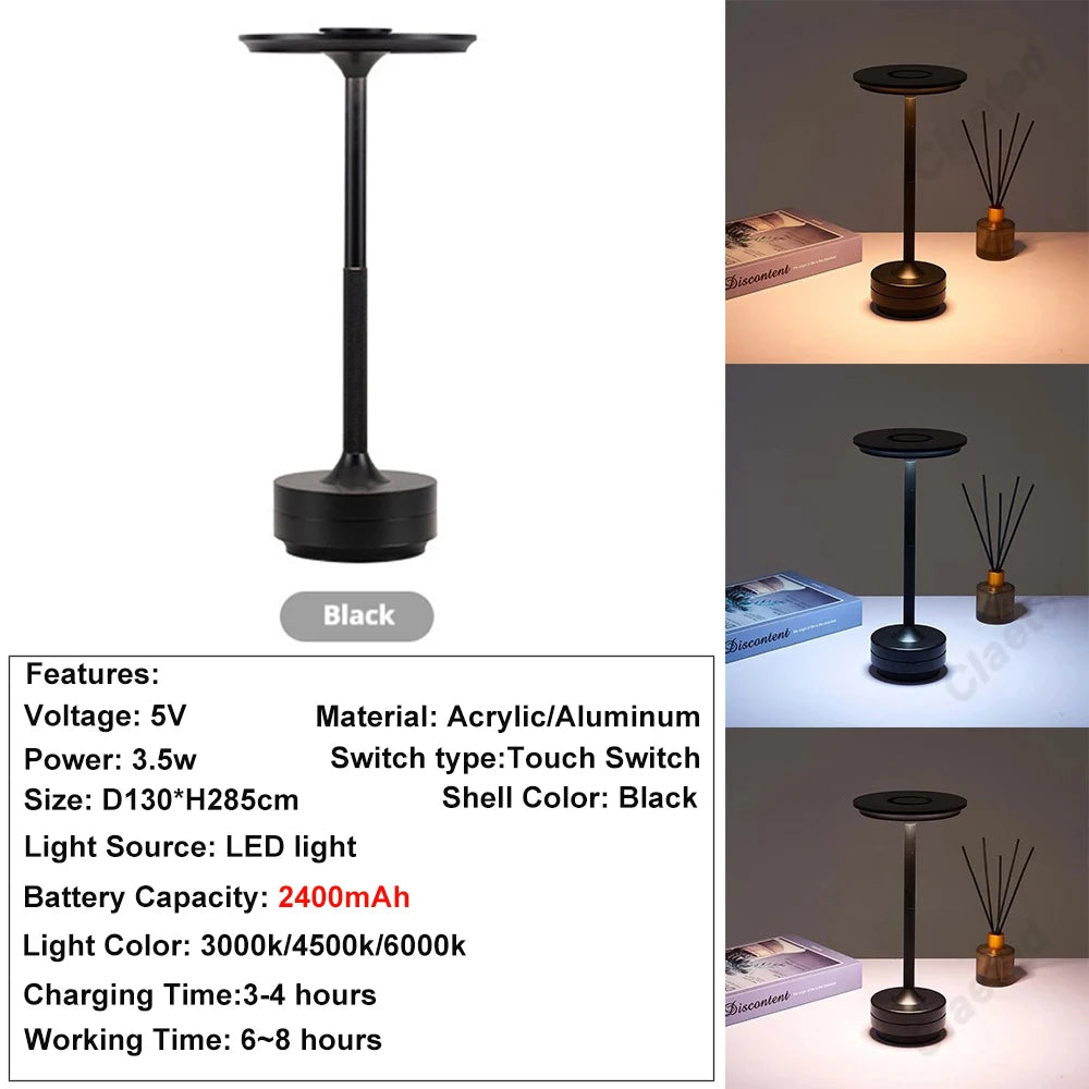 Kabellose Akku-Tischlampe mit Touch-Sensor – LED-Nachtlicht zum Lesen