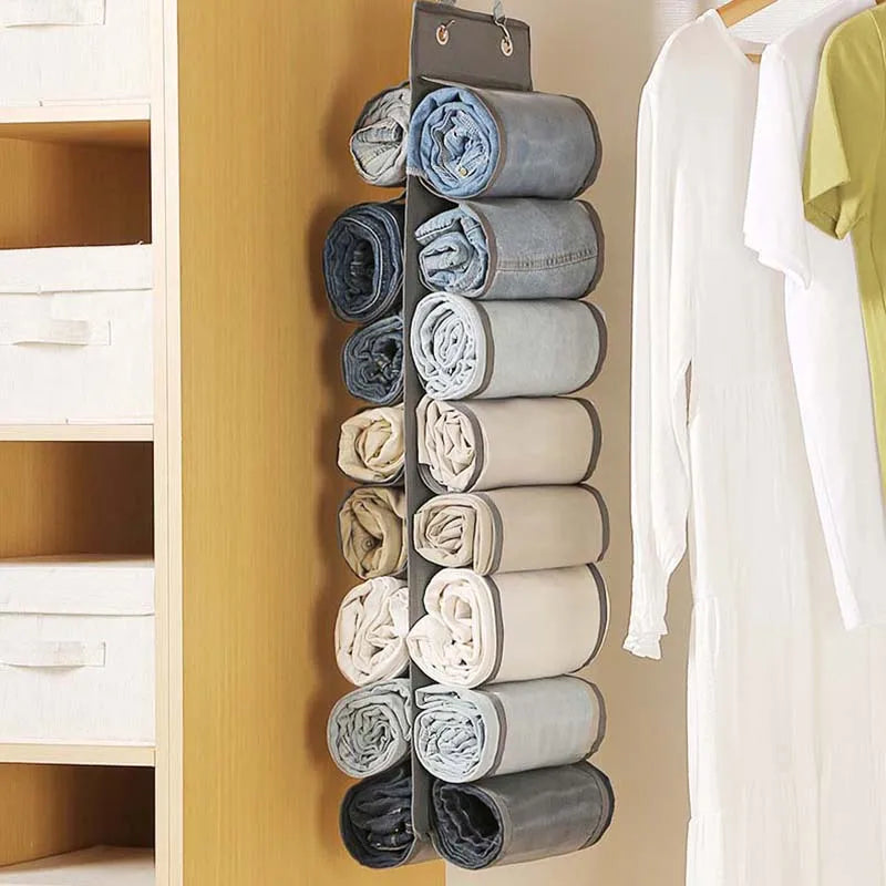 Pants Storage Bag, Hanging Hanger Can Hold 16 Pairs of Tight Pants or Shirt Jeans, Foldable Hanging Bag