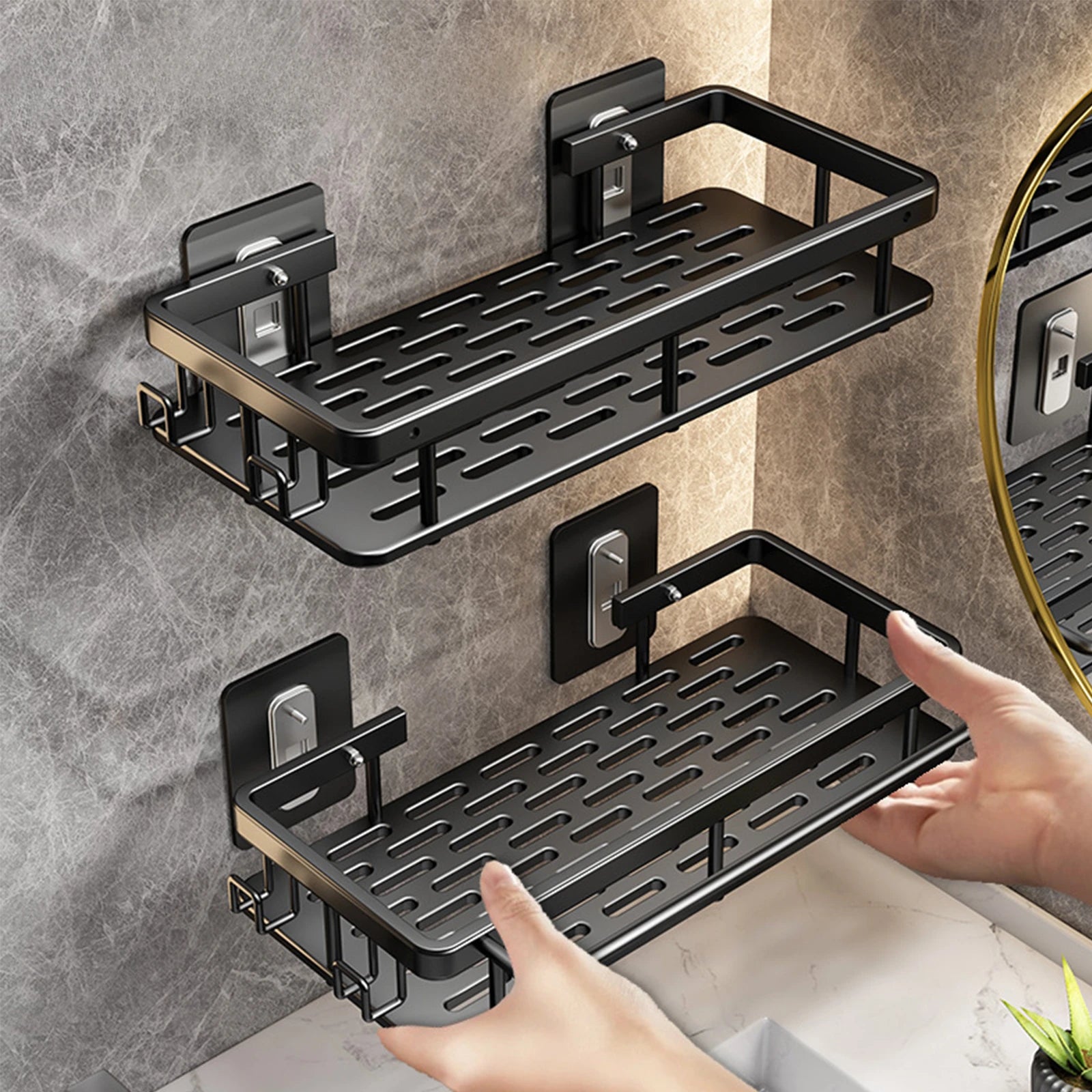 Bohrfreies Wand-Badregal – Aluminium Ablage für Dusche, Bad und Küche