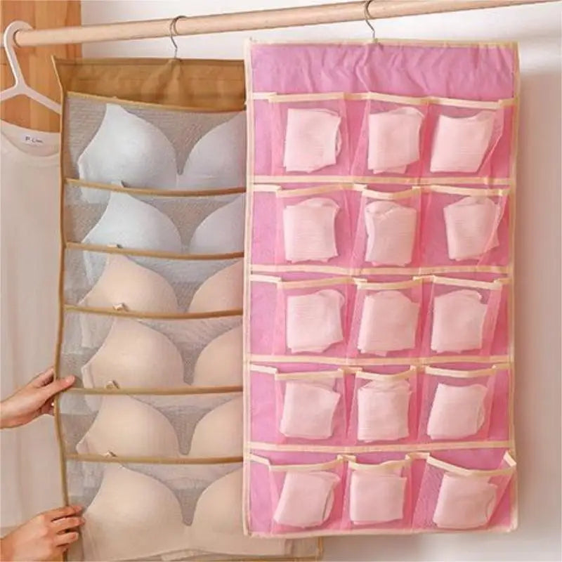 1pc Hanging Organizer, Non-Woven Storage Bag, Double Side Cloth Hanging Shelf, Door Rear Socks Bra Underwear Bag
