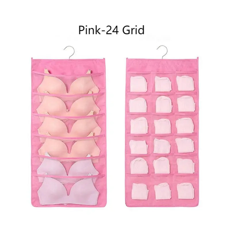 1pc Hanging Organizer, Non-Woven Storage Bag, Double Side Cloth Hanging Shelf, Door Rear Socks Bra Underwear Bag