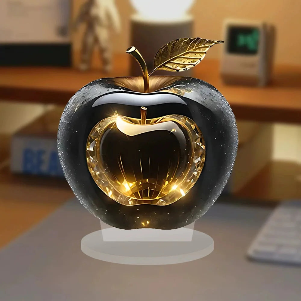 Kristall-Apfel-Figur Briefbeschwerer – Deko-Skulptur aus Acryl für Zuhause & Büro