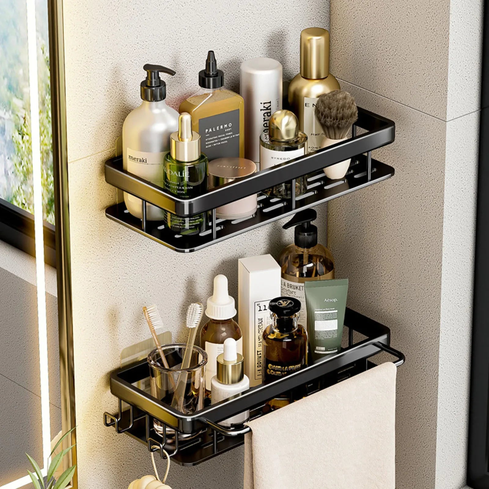 Bohrfreies Wand-Badregal – Aluminium Ablage für Dusche, Bad und Küche