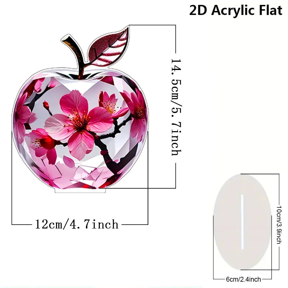 Crystal Apple Figurine Paperweight, Clear Apple Collectible Figurines Crafts, Home Office Handmade Statue Ornament Decoration