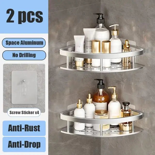 Bohrfreies Wand-Badregal – Aluminium Ablage für Dusche, Bad und Küche
