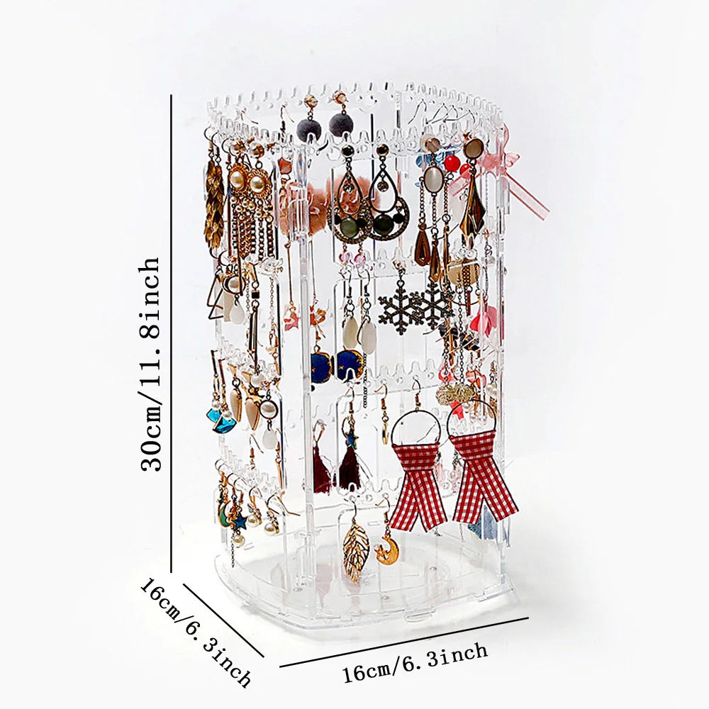 4-Tier Rotating Jewelry Box – 360° Earring & Jewelry Organizer