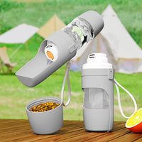 Tragbare Wasserflasche für Hund & Katze mit Futter- und Wasserbehälter – für unterwegs