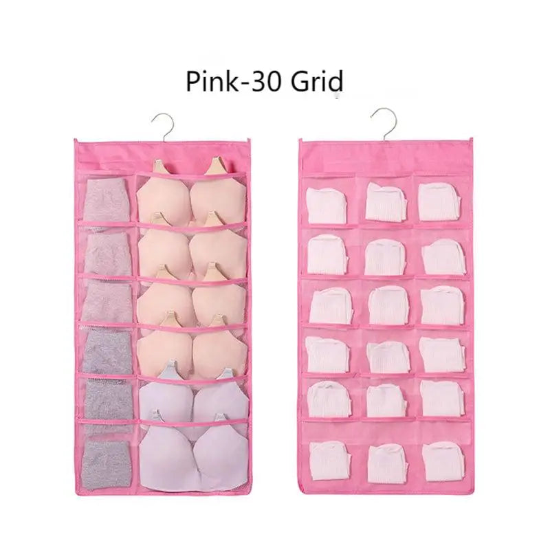 1pc Hanging Organizer, Non-Woven Storage Bag, Double Side Cloth Hanging Shelf, Door Rear Socks Bra Underwear Bag