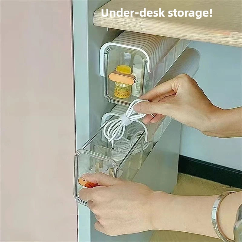 Socks Underwear Wall Mount Drawer Organizer, Switchable 6 Cell Drawer Acrylic Organizers Self-Adhesive Anti Dust Storage Boxes