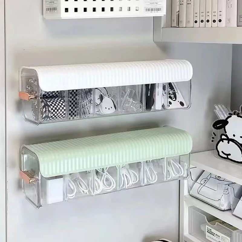 Socks Underwear Wall Mount Drawer Organizer, Switchable 6 Cell Drawer Acrylic Organizers Self-Adhesive Anti Dust Storage Boxes