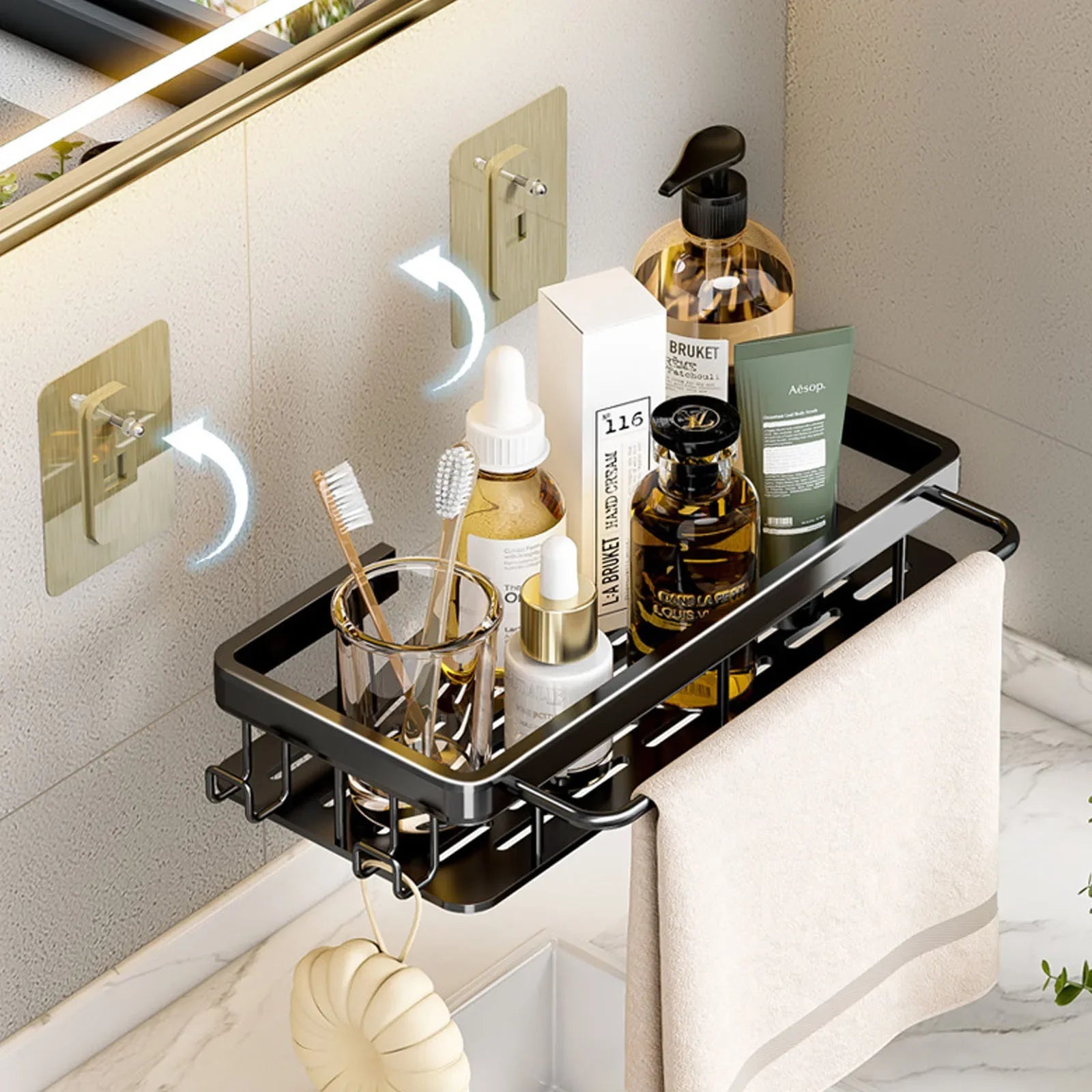 Bohrfreies Wand-Badregal – Aluminium Ablage für Dusche, Bad und Küche
