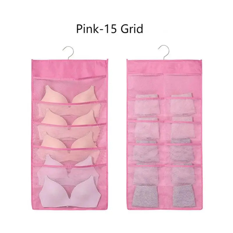 1pc Hanging Organizer, Non-Woven Storage Bag, Double Side Cloth Hanging Shelf, Door Rear Socks Bra Underwear Bag