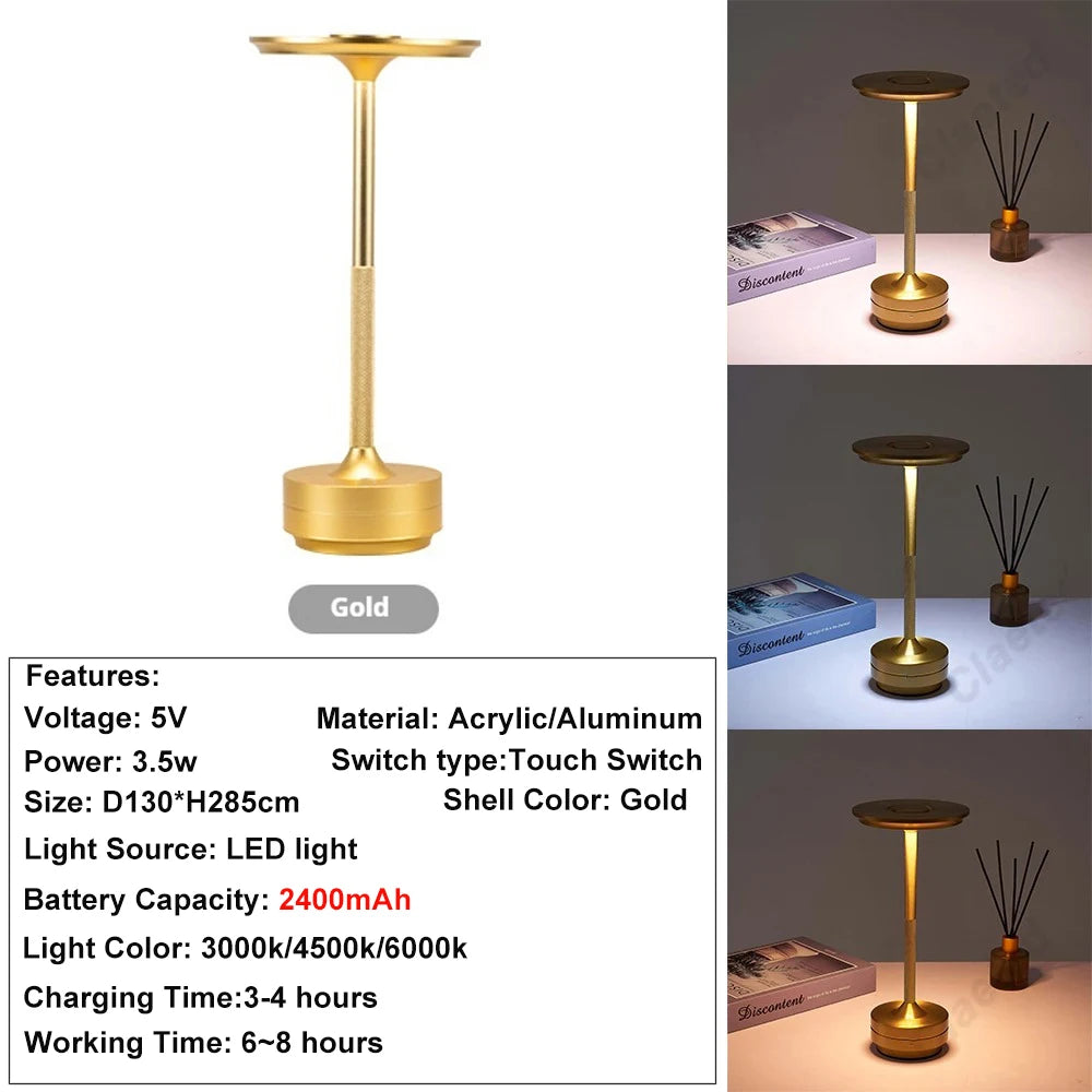 Kabellose Akku-Tischlampe mit Touch-Sensor – LED-Nachtlicht zum Lesen