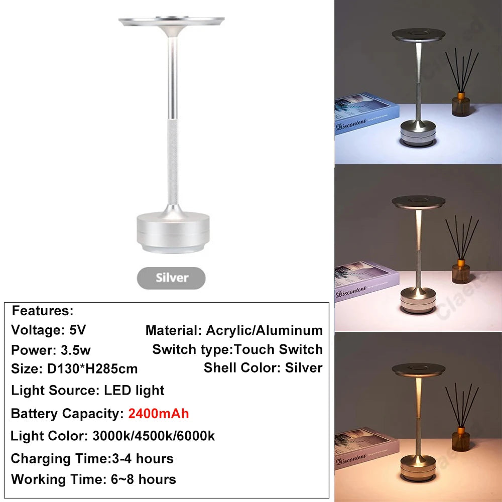 Kabellose Akku-Tischlampe mit Touch-Sensor – LED-Nachtlicht zum Lesen