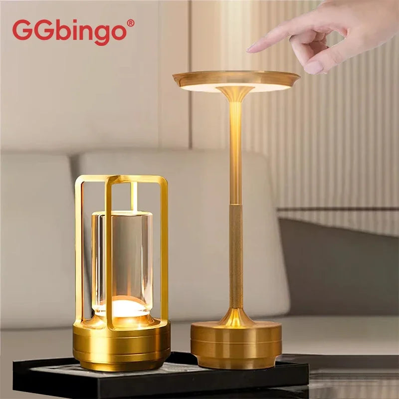 Rechargeable Wireless Table Lamp LED Touch Sensor Desktop Night Light Reading Lamp for Restaurant Hotel Bar Bedroom Decor Light