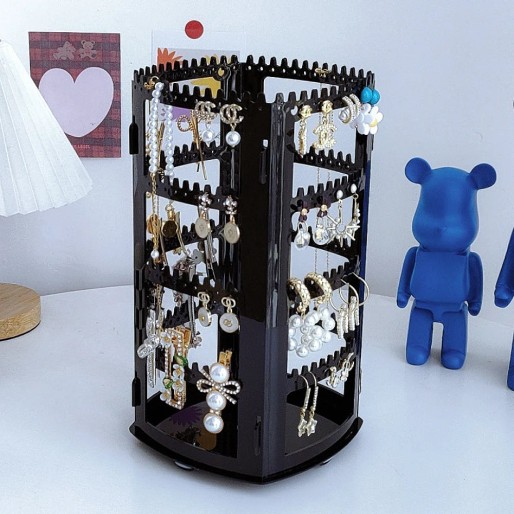 Drehbare Schmuckbox, 4-stöckig – Ohrring- & Schmuckorganizer 360°