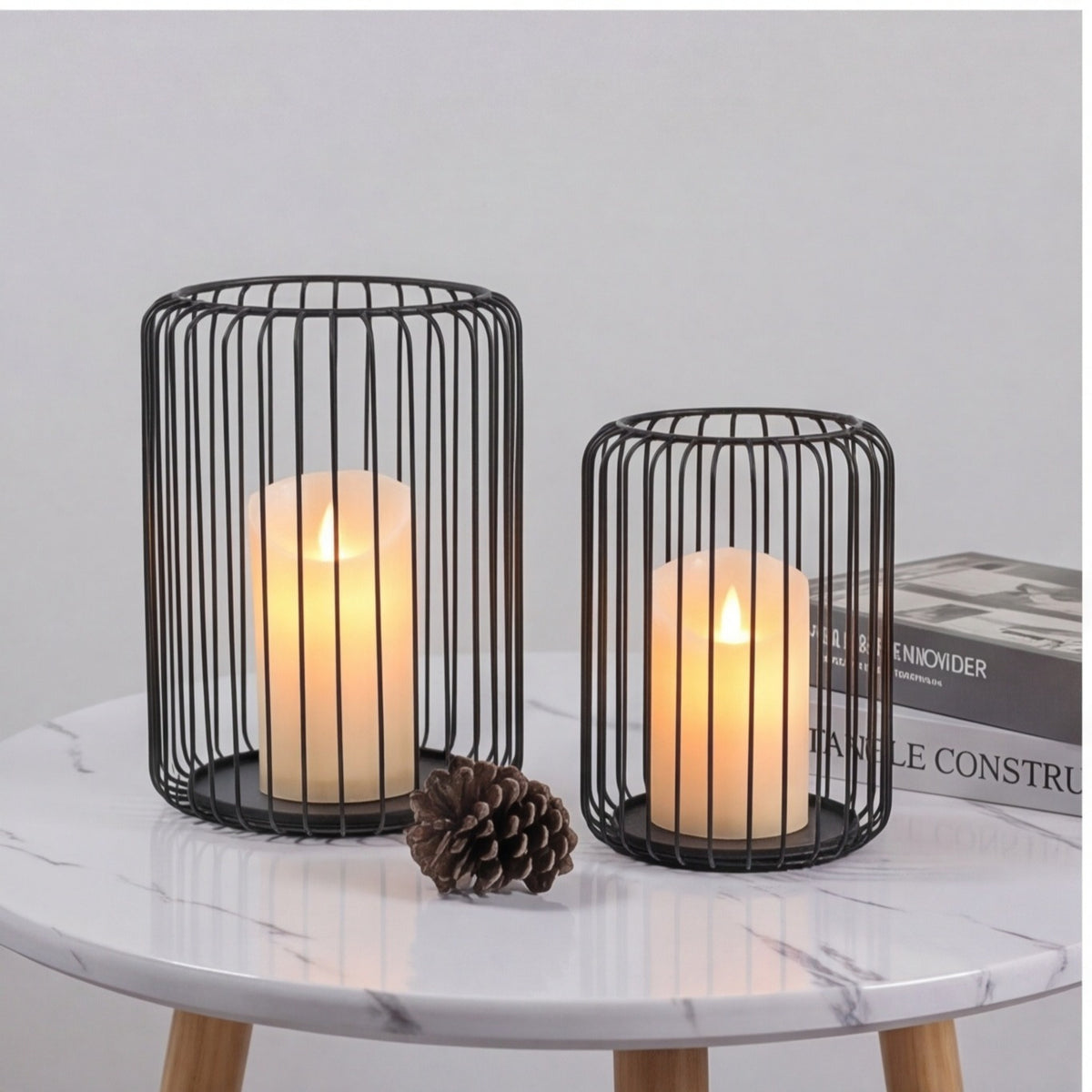 2er-Set Metall-Kerzenhalter – Laternen-Design in 2 Größen – Empirish